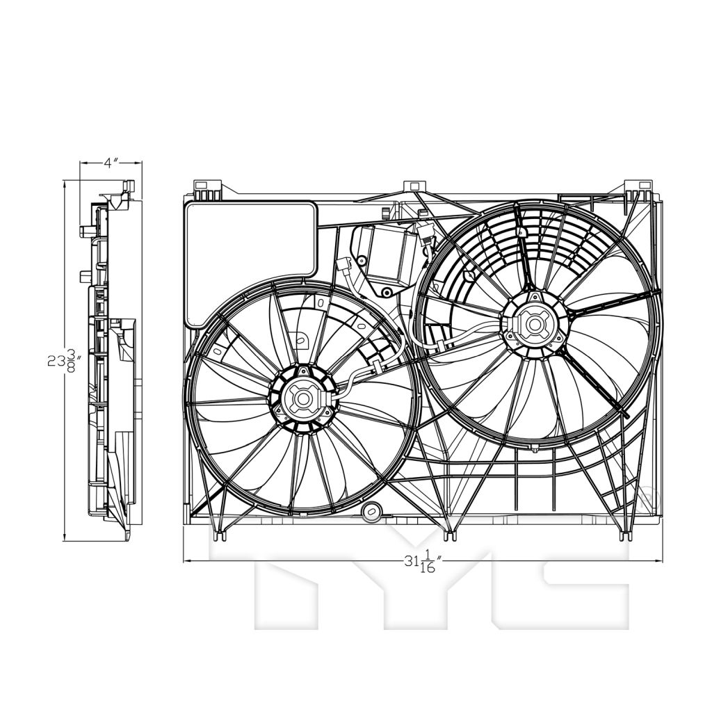 TOYOTA HIGHLANDER RADIATOR & A/C FAN ASSEMBLY (2.7L)(3.5L WO/TOW) OEM#167110P230-PFM 2014-2019 PL#TO3115187
