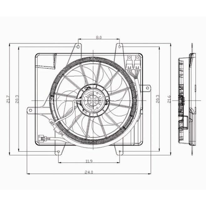 CHRYSLER PT CRUISER RADIATOR & A/C FAN ASSEMBLY (W/O TURBO)(SINGLE FAN) OEM#5179470AA 2006-2010 PL#CH3115146