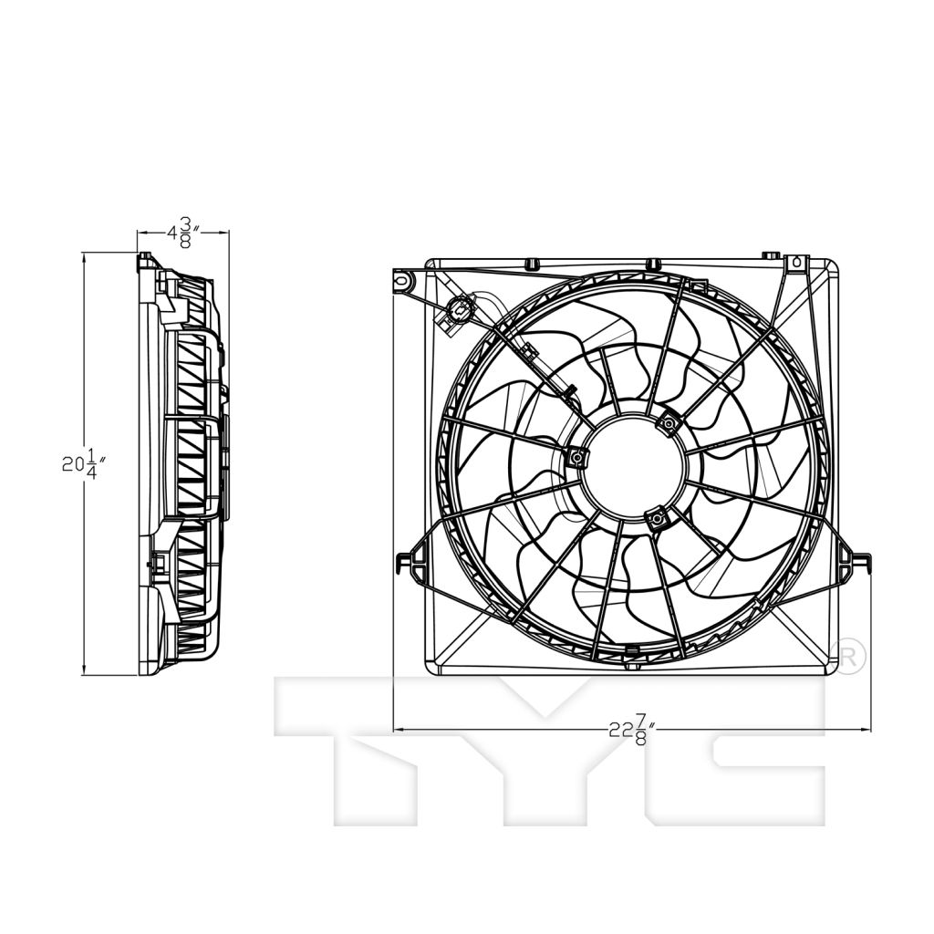 HYUNDAI SANTA FE SPORT (2.0/2.4L) RADIATOR FAN ASSEMBLY (2.0L) OEM#253804Z500 2013-2018 PL#HY3115141