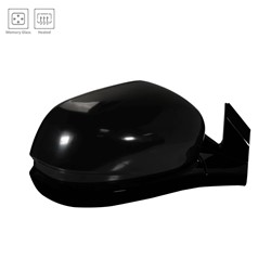 HONDA RIDGELINE DOOR MIRROR RIGHT (Passenger Side) PWR/HTD (W/MEMORY)(GLOSS BLACK)(BLACK EDITION) OEM#76200T6ZA21ZD 2017-2020 PL#HO1321313