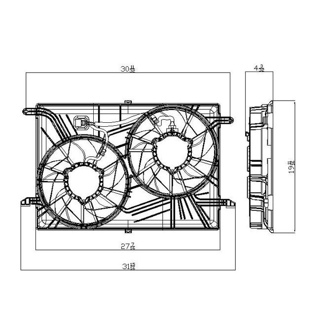 GM TRUCKS & VANS TRAVERSE RADIATOR & A/C FAN ASSEMBLY (DUAL FAN) OEM#20972760 2009-2017 PL#GM3115219