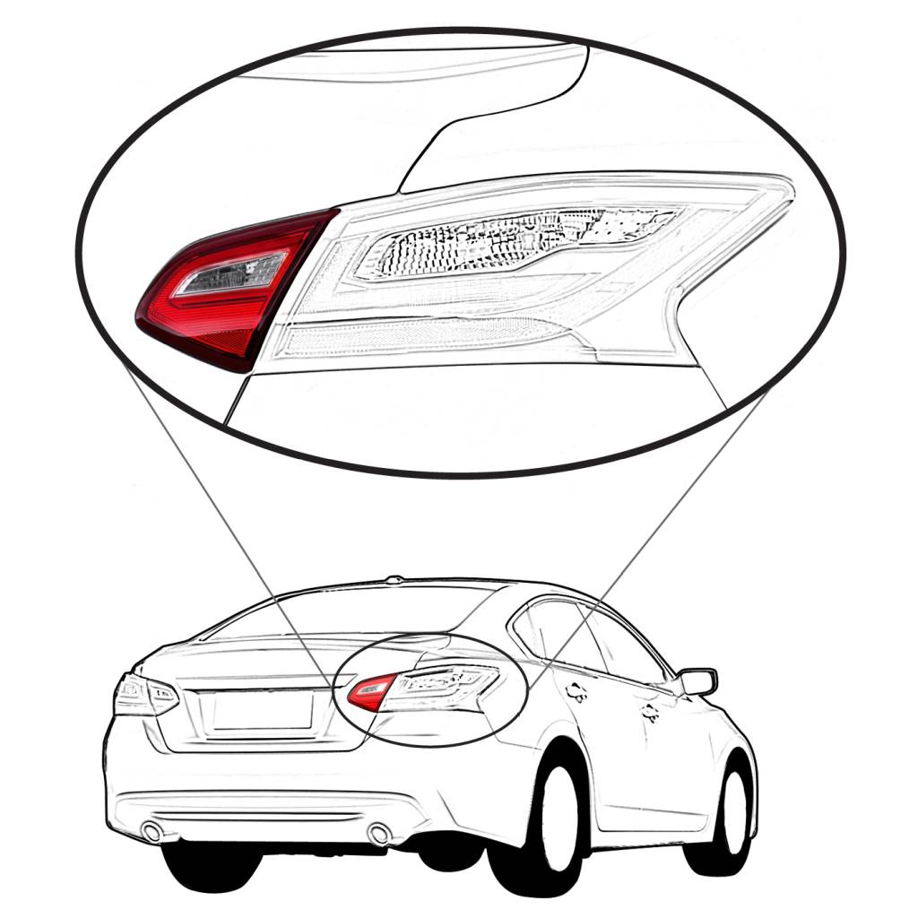 NISSAN(DATSUN) ALTIMA SEDAN BACK-UP LAMP ASSEMBLY RIGHT (Passenger Side) (EXC SMOKED LENS) **CAPA** OEM#265409HS0A 2016-2017 PL#NI2803110C