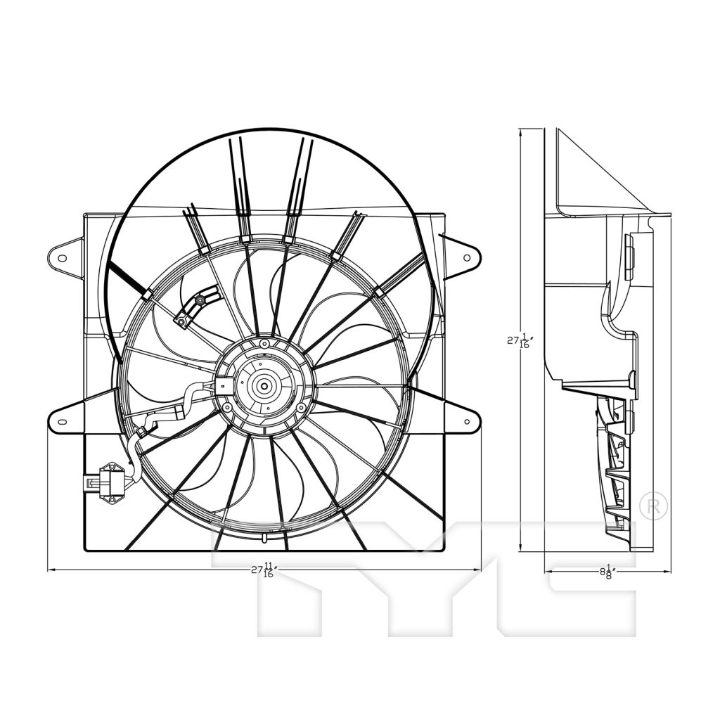 JEEP GRAND CHEROKEE RADIATOR FAN ASSEMBLY (3.7/4.7L) W/RESTSTOR OEM#55037969AB 2009-2010 PL#CH3117105