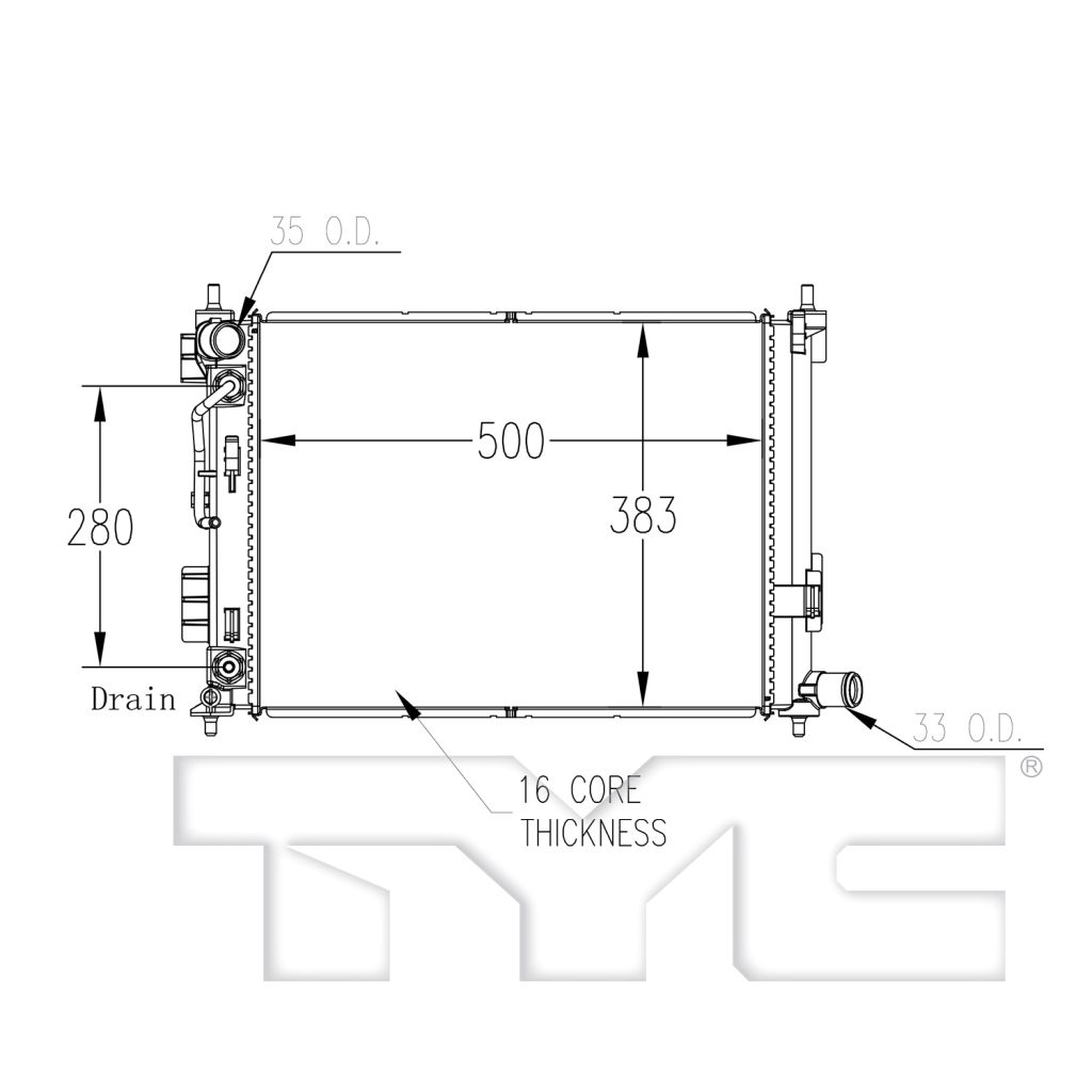 KIA RIO SEDAN RADIATOR 1.6L W/TOC OEM#25310H9050 2018-2019 PL#HY3010220