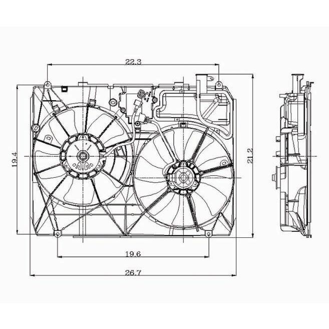 LEXUS RX 330 RADIATOR & A/C FAN ASSY (DUAL FAN)(W/O CONTROL MODULE) OEM#1671120160-PFM 2004-2006 PL#LX3115109