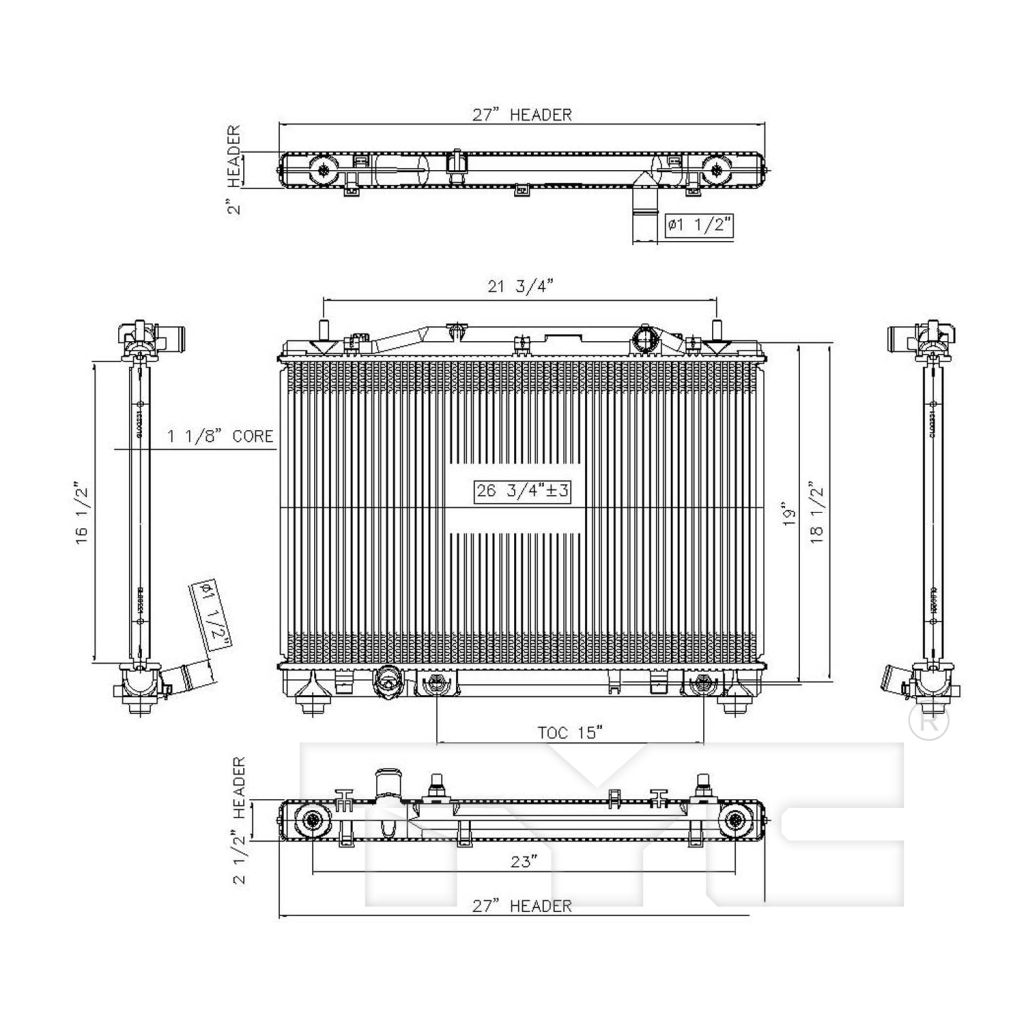 CADILLAC CTS/CTS-V RADIATOR (2.8/3.6/V6)(A/T)(TO 3-26-06) OEM#88987622 2004-2006 PL#GM3010453