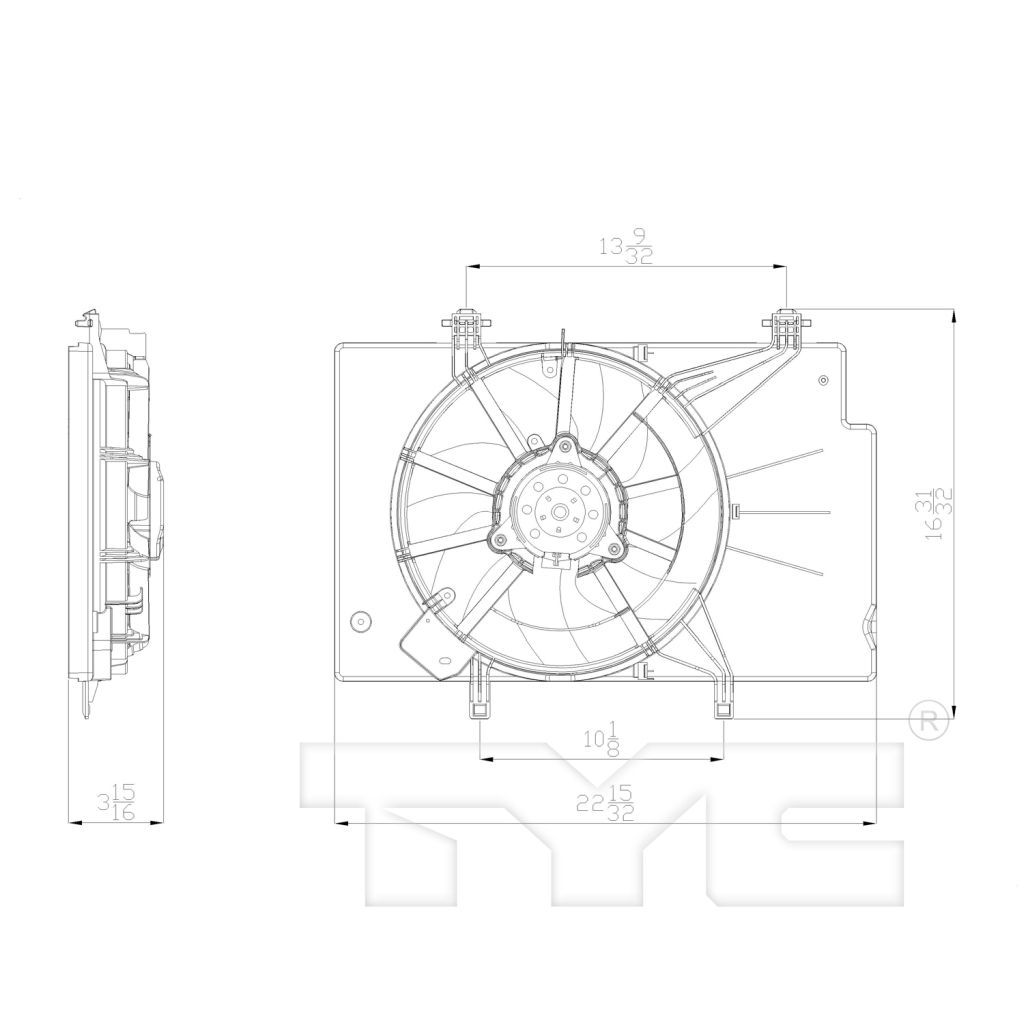 FORD FIESTA/SEDAN RADIATOR & A/C FAN ASSEMBLY OEM#BE8Z8C607B 2011-2013 PL#FO3115186