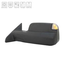 DODGE TRUCKS & VANS DODGE/PU (R2500/3500) DOOR MIRROR LEFT (Driver Side) PWR/HTD/SIGNAL/PUDDLE/MEMORY/PWR-FOLD (BLACK)(TOW TYPE) OEM#68412885AC 2015-2018 PL#CH1320402