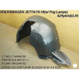 VOLKSWAGEN JETTA HYBRID FENDER LINER RIGHT (Passenger Side)(PE/VACUUM FORM) OEM#5C6805911L-PFM 2015-2016 PL#VW1248152