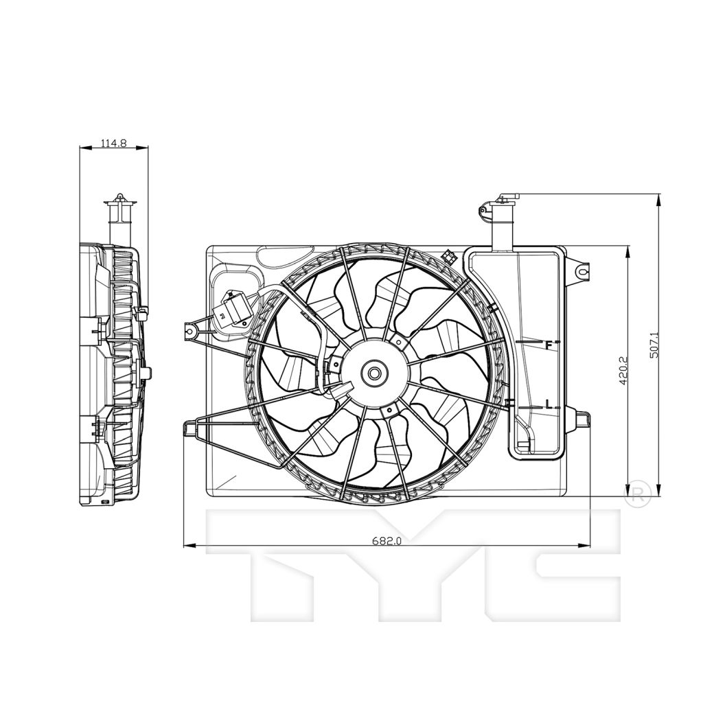 HYUNDAI ELANTRA SEDAN RADIATOR & A/C FAN ASSY (USA) OEM#25380AB000 2021-2023 PL#HY3115174