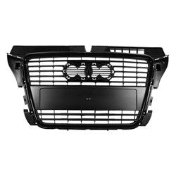 AUDI A3 GRILLE ASSEMBLY PTD BLACK (WO/LICENSE HOLE) OEM#8P0853651HVMZ 2009-2013 PL#AU1200119