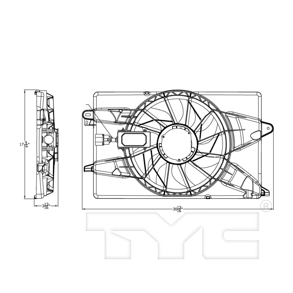 DODGE DART RADIATOR & A/C FAN ASSEMBLY (1.4/2.0/2.4L)(TO 6-4-12)(SINGLE FAN) W/FCM OEM#55111482AC 2013 PL#CH3115176