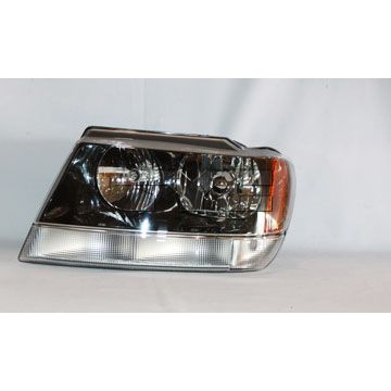 JEEPVEHICLE GRAND CHEROKEE HEAD LAMP ASSY LEFT (Driver Side) (LAREDO/SPORT)(CLEAR PARK LEN/BLACK BEZEL) OEM#55155129AJ 2002-2004 PL#CH2502138