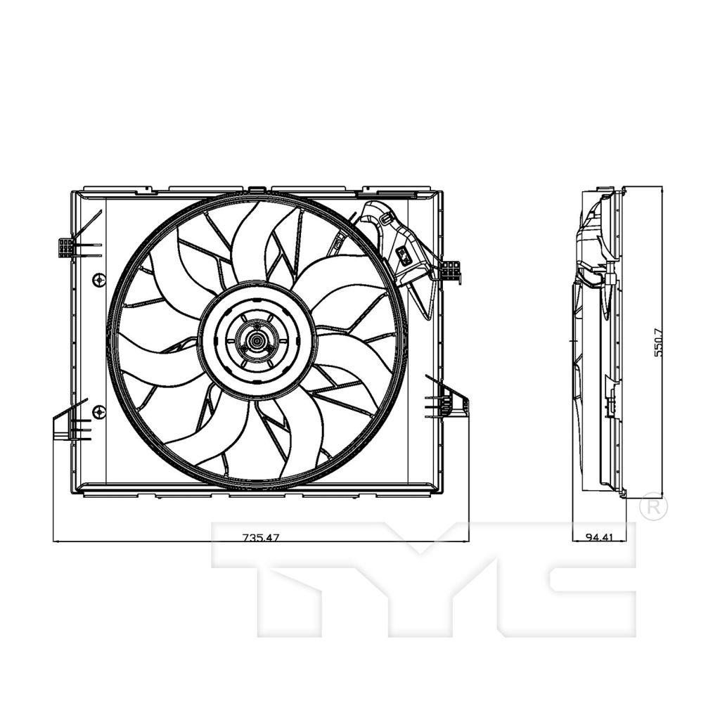 JEEPVEHICLE GRAND CHEROKEE / GRAND CHEROKEE WK RADIATOR & A/C FAN ASSY (EXC 6.2L)(HVY DUTY)(SINGLE) OEM#52014787AC 2014-2021 PL#CH3115187