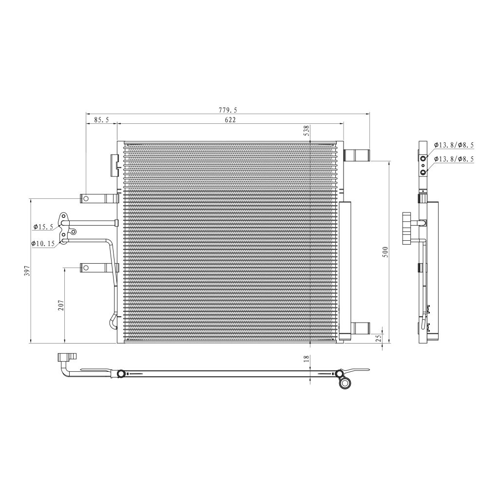 DODGE TRUCKS & VANS DODGE/PU (R2500/3500) A/C CONDENSER 5.7L (W/ BLOCK TOC FITTING ) OEM#55056824AB 2010-2011 PL#CH3030240