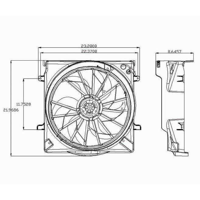 JEEPVEHICLE LIBERTY RADIATOR & A/C FAN ASSY 3.7L (3 PIN)(HVY DUTY)(SINGLE FAN)(GAS) OEM#55037691AA-PFM 2005 PL#CH3115148