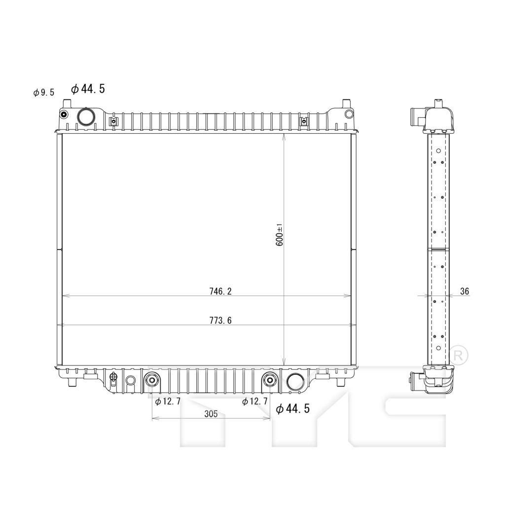 FORD TRUCKS & VANS FORD VAN RADIATOR 6.8L (5.4L To 12-3-07) OEM#9C2Z8005B 2008-2014 PL#FO3010285