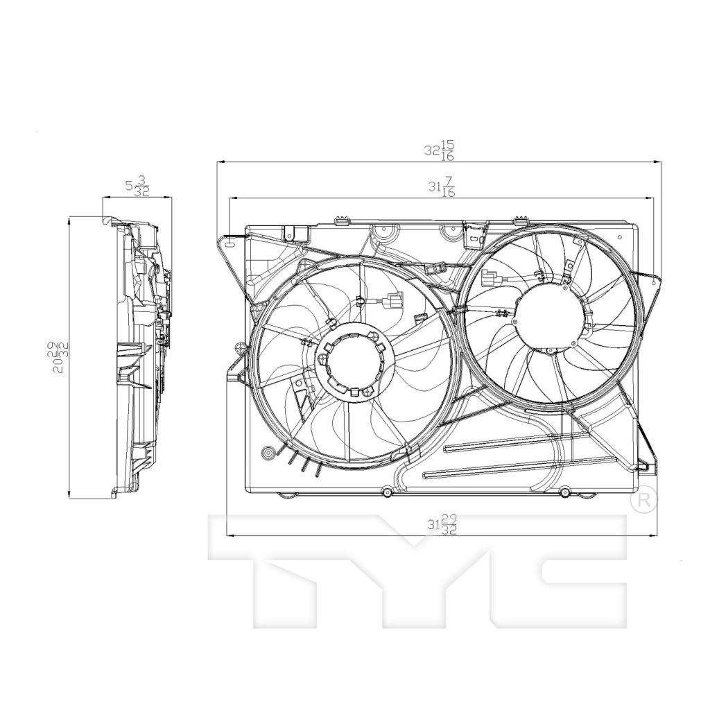 FORD TRUCKS & VANS EXPLORER RADIATOR & A/C FAN ASSEMBLY (2.0L)(3.5L WO/TURBO) (WO/MODULE) OEM#BA8Z8C607G-PFM 2011-2012 PL#FO3115187