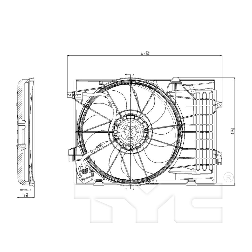 KIA SPORTAGE RADIATOR & A/C FAN ASSY (2.7L)(SINGLE FAN) OEM#253801F381 2005-2007 PL#KI3115116