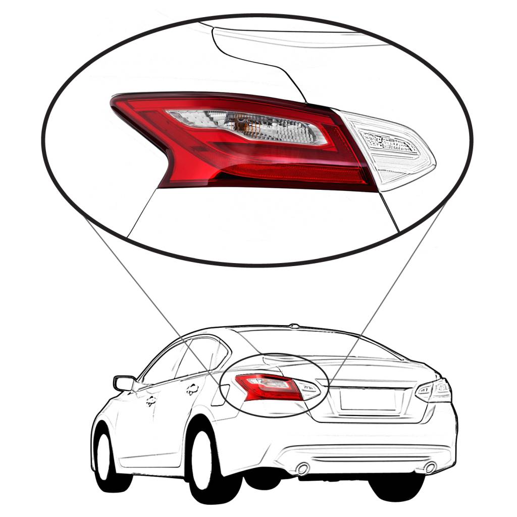 NISSAN(DATSUN) ALTIMA SEDAN TAIL LAMP ASSEMBLY LEFT (Driver Side) (SMOKED LENS)**CAPA** OEM#265559HS1A 2017-2018 PL#NI2804111C