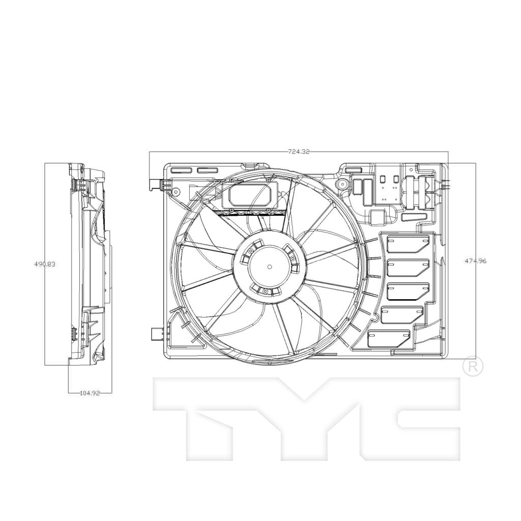 FORD TRUCKS & VANS ESCAPE RADIATOR FAN ASSEMBLY 2.0L (SINGLE) OEM#CV6Z8C607C 2013-2016 PL#FO3115188