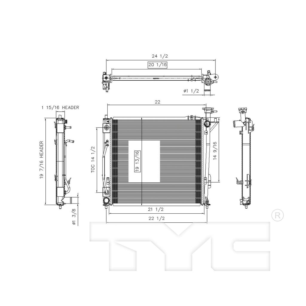 HYUNDAI SANTA FE SPORT (2.0/2.4L) RADIATOR 2.0L OEM#253102B970 2013-2018 PL#HY3010187