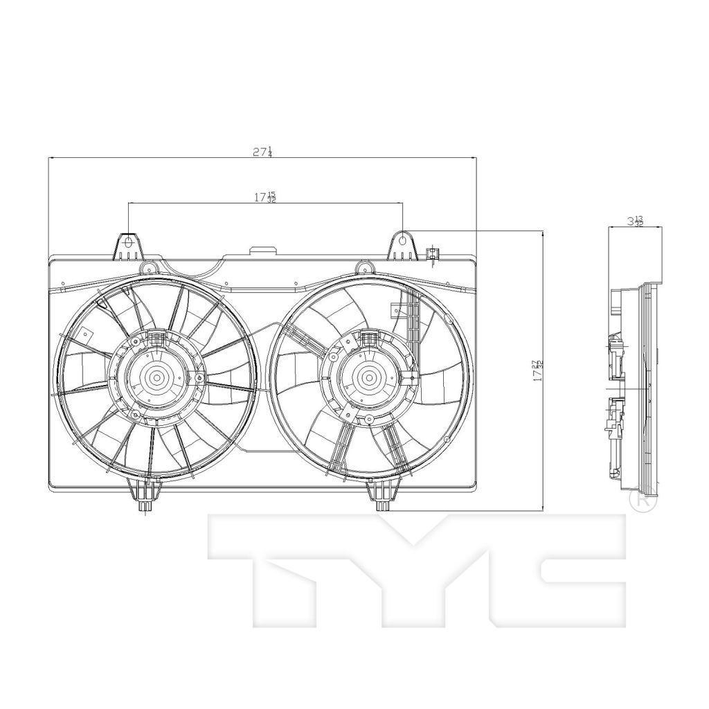 NISSAN(DATSUN) SENTRA RADIATOR & A/C FAN ASSEMBLY (2.0L)(EXC SR)(DUAL FAN) OEM#21481ET000 2007-2012 PL#NI3117101