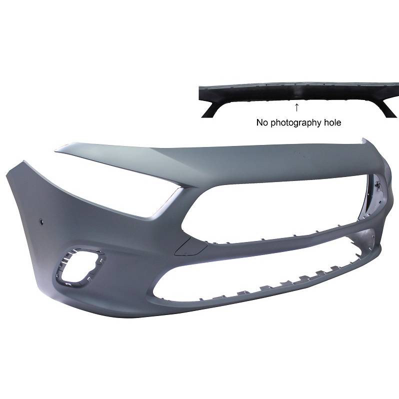 MERCEDES-BENZ A-CLASS SEDAN (177) FRONT BUMPER COVER PRIMED (W/ACTIVE PARK ASSIST)(WO/CAMERA)(A220 WO/AMG) **CAPA** OEM#17788042009999 2019-2022 PL#MB1000597C