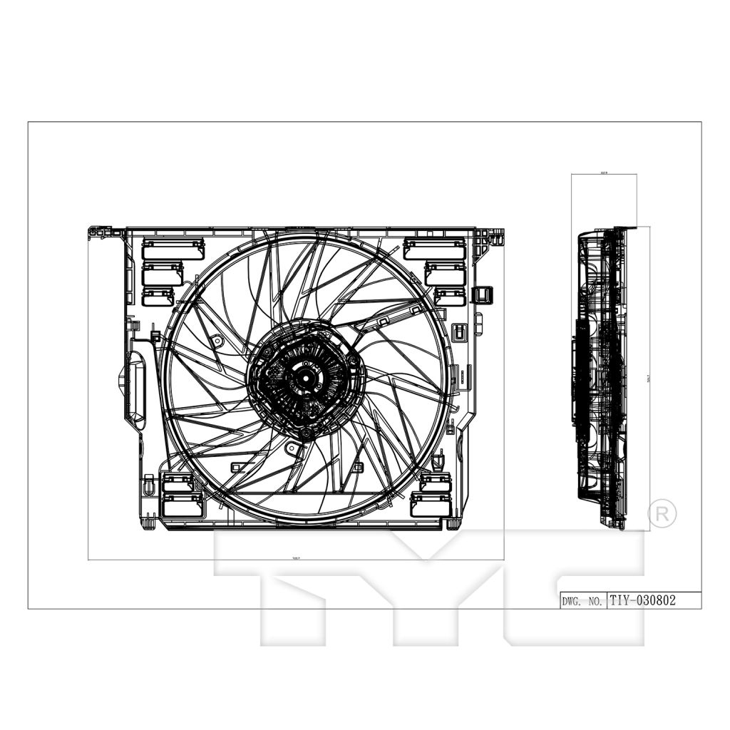 BMW BMW 7 SERIES HYBRID ( 750 HYBRID) RADIATOR & A/C FAN ASSY (SINGLE FAN) OEM#17427647652 2013-2015 PL#BM3115119