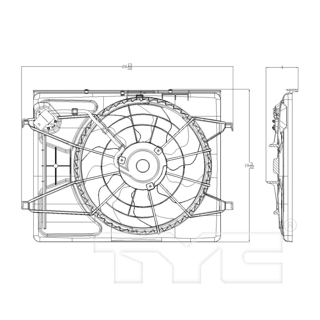 HYUNDAI ELANTRA WAGON (TOURING) RADIATOR & A/C FAN ASSEMBLY (SINGLE FAN)(To 12-15-09) OEM#253802H150 2009-2010 PL#HY3115120