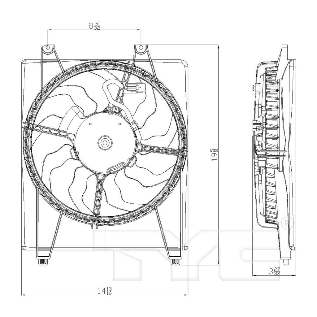 HYUNDAI SANTA FE A/C FAN ASSEMBLY RIGHT (Passenger Side) 2.7L/3.3L OEM#977302B100 2007-2009 PL#HY3115114