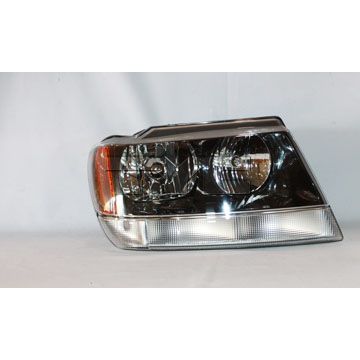 JEEPVEHICLE GRAND CHEROKEE HEAD LAMP ASSY RIGHT (Passenger Side) (LAREDO/SPORT)(CLEAR PARK LEN/BLACK BEZEL) OEM#55155128AJ 2002-2004 PL#CH2503138