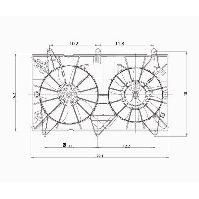 HONDA ACCORD COUPE RADIATOR & A/C FAN ASSY (L4/DENSO TYPE)(DUAL FAN) OEM#19015RAAA01-PFM 2003-2007 PL#HO3115121
