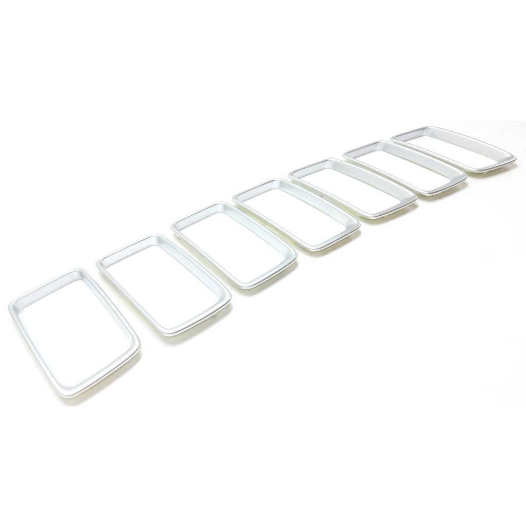 JEEP GRAND CHEROKEE GRILLE TRIM RINGS SET (7pc) SILVER (EXC 75th ED) OEM#68241344AA 2014-2016 PL#CH1210117