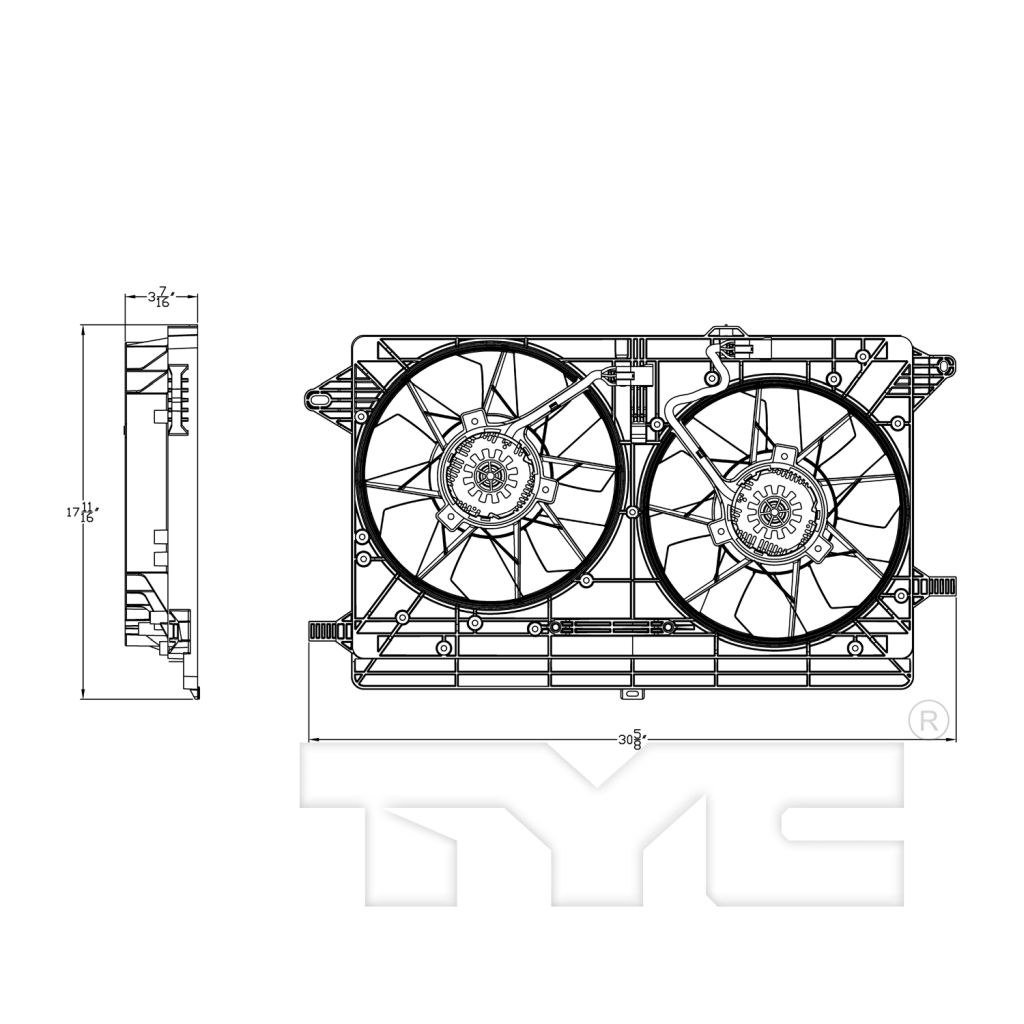 CHEVROLET VOLT RADIATOR & A/C FAN ASSEMBLY (WO/HARNESS) OEM#23204068 2011-2015 PL#GM3115258