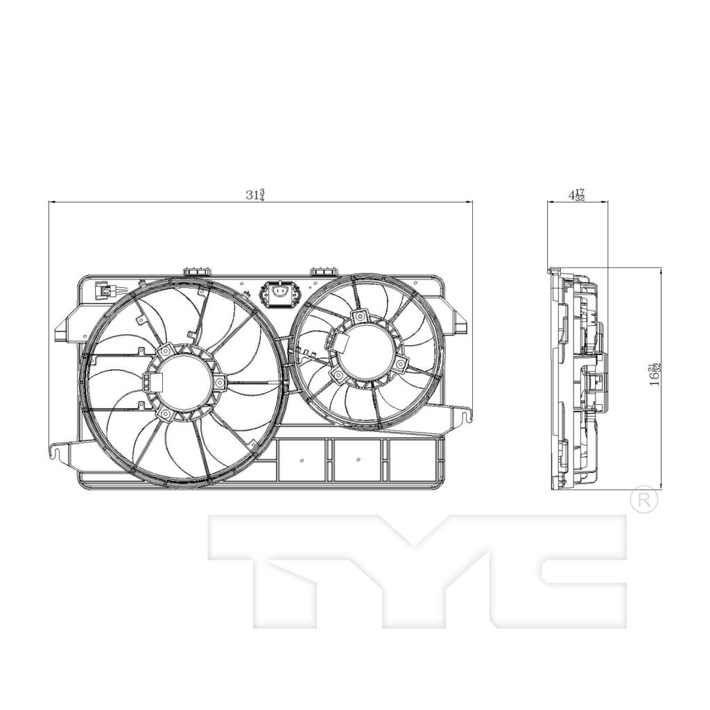 FORD TRUCKS & VANS TRANSIT CONNECT RADIATOR & A/C FAN ASSEMBLY (DUAL FAN) OEM#9T1Z8C607A 2010-2013 PL#FO3115180