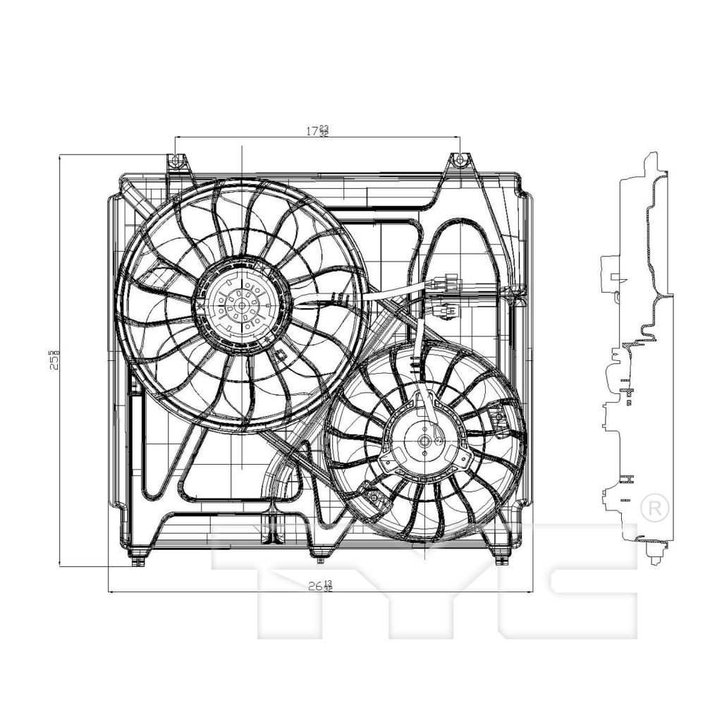 KIA SORENTO RADIATOR & A/C FAN ASSY (DUAL FAN) OEM#253803E600 2003-2006 PL#KI3115108