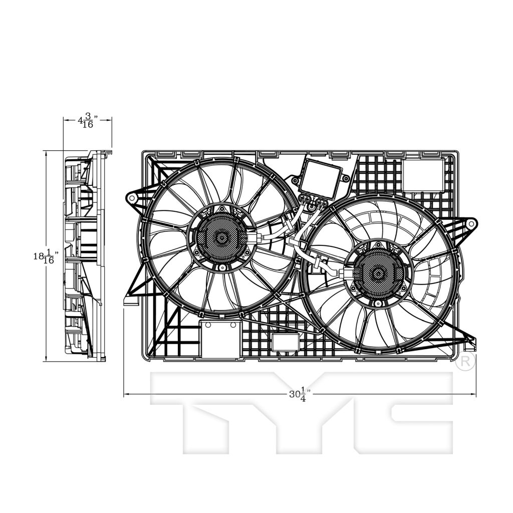 JEEP CHEROKEE RADIATOR & A/C FAN ASSEMBLY (DUAL FAN) (2.0 TURBO)(3.2L HD DUTY) OEM#52014621AG 2019-2023 PL#CH3115177