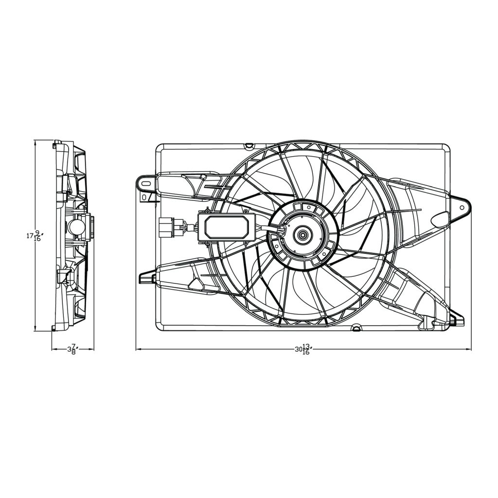 CHRYSLER 200 SEDAN RADIATOR & A/C FAN ASSY (SINGLE FAN) 2.4/3.6L W/BRUSHLESS MOTOR OEM#68197298AB 2015-2017 PL#CH3115180