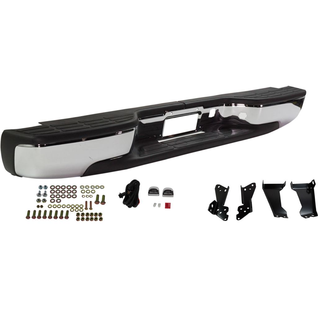 GM TRUCKS & VANS SILVERADO/PU (CHEVY) (07 OLD STYLE) REAR STEP BUMPER ASSEMBLY CHROME W/MTG KIT (Fleetside)(1500/2500) OEM#12496085 1999-2007 PL#GM1103122