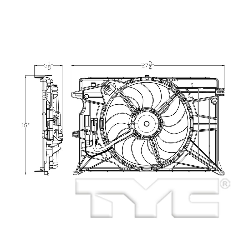 JEEPVEHICLE RENEGADE RADIATOR & A/C FAN ASSY (1.4L TURBO)(TYPE 1) OEM#68256125AA 2015-2018 PL#CH3115182
