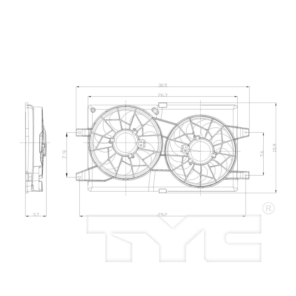 CHRYSLER SEBRING CONV RADIATOR & A/C FAN ASSY (DUAL FAN) OEM#CH3115122 2001-2006 PL#CH3115122