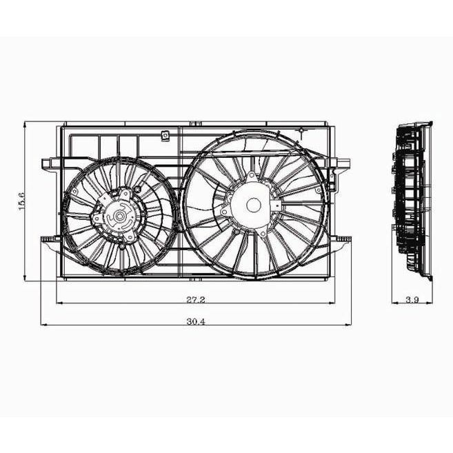 CHEVROLET MALIBU SEDAN RADIATOR & A/C FAN ASSEMBLY (2.4L)(DUAL FAN) OEM#15788745 2008-2012 PL#GM3115178