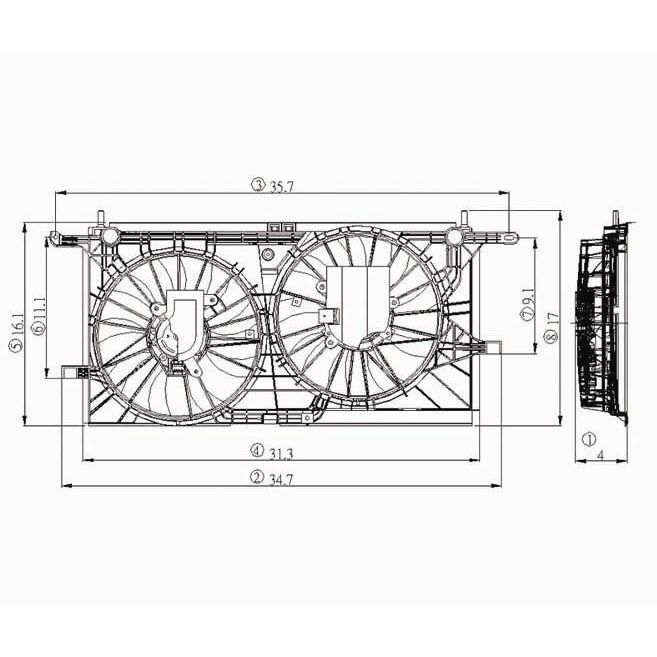 PONTIAC MONTANA SV6 RADIATOR & A/C FAN ASSY (W/O REAR AC) OEM#10427838-PFM 2005 PL#GM3115136