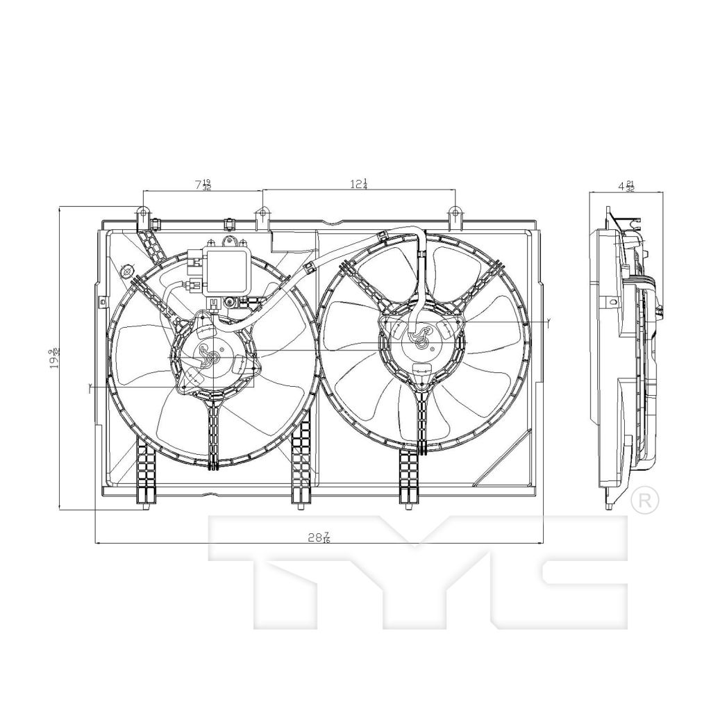 MITSUBISHI OUTLANDER RADIATOR & A/C FAN ASSY W/CONTROL MODULE (DUAL FAN) OEM#MR993931-PFM 2003-2006 PL#MI3115143