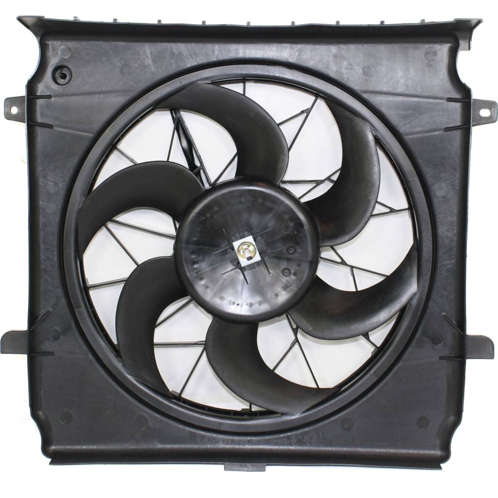 JEEPVEHICLE LIBERTY RADIATOR & A/C FAN ASSY 2.4L (3.7L STD DUTY 02-03)(2 PIN)(SINGLE FAN) OEM#55037659AB 2002-2004 PL#CH3117101