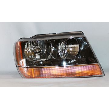 JEEP GRAND CHEROKEE HEAD LAMP ASSEMBLY RIGHT (Passenger Side) (LAREDO/SPORT)(AMBER PARK LEN/BLK BEZEL) OEM#5103400AA 1999-2004 PL#CH2503121