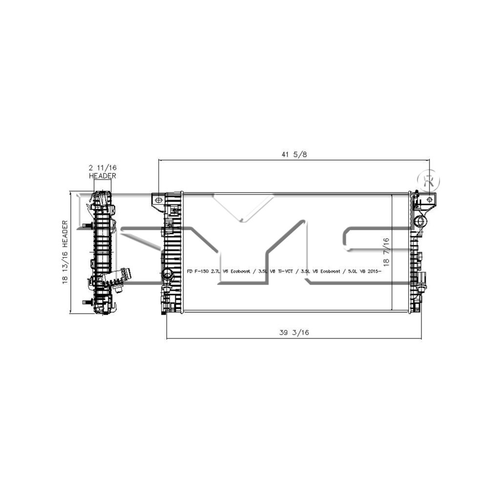 FORD TRUCKS & VANS FORD/PU (F150) RADIATOR (EXC 5.0L W/HVYDUTY TOWING PKG) OEM#FL3Z8005B 2015-2018 PL#FO3010334