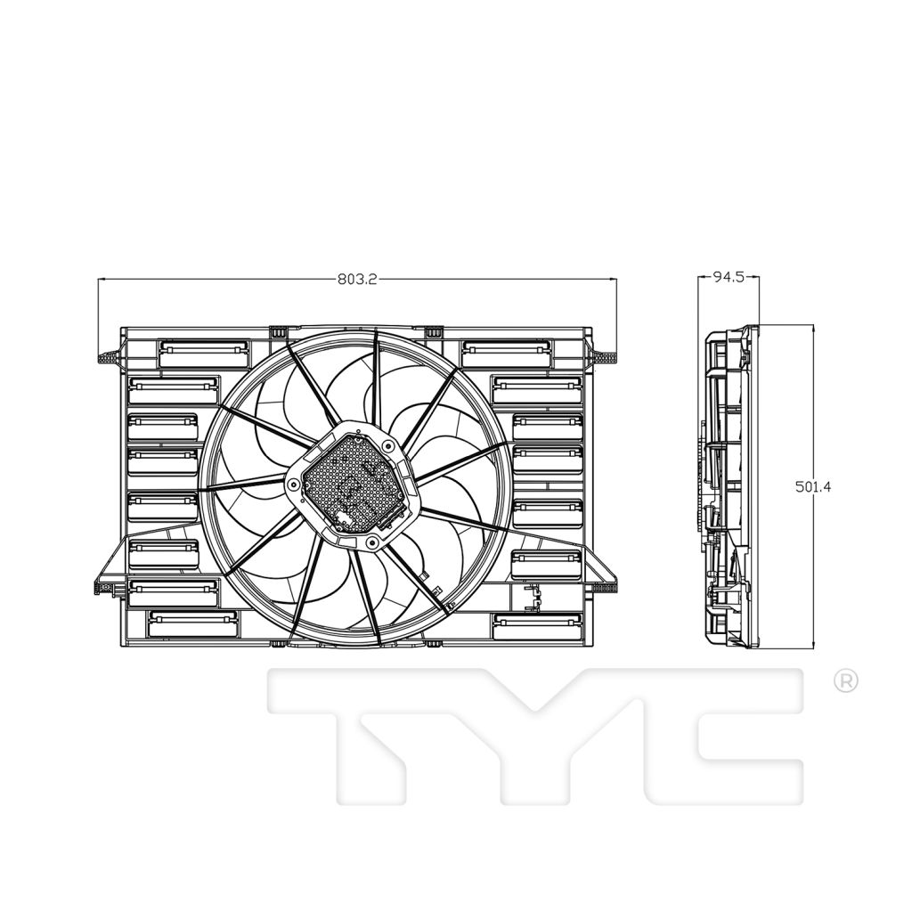 AUDI ALLROAD (A4)(WAGON) RADIATOR & A/C FAN ASSEMBLY (TO 12-5-16) OEM#8W0959455C-PFM 2017-2025 PL#AU3115117
