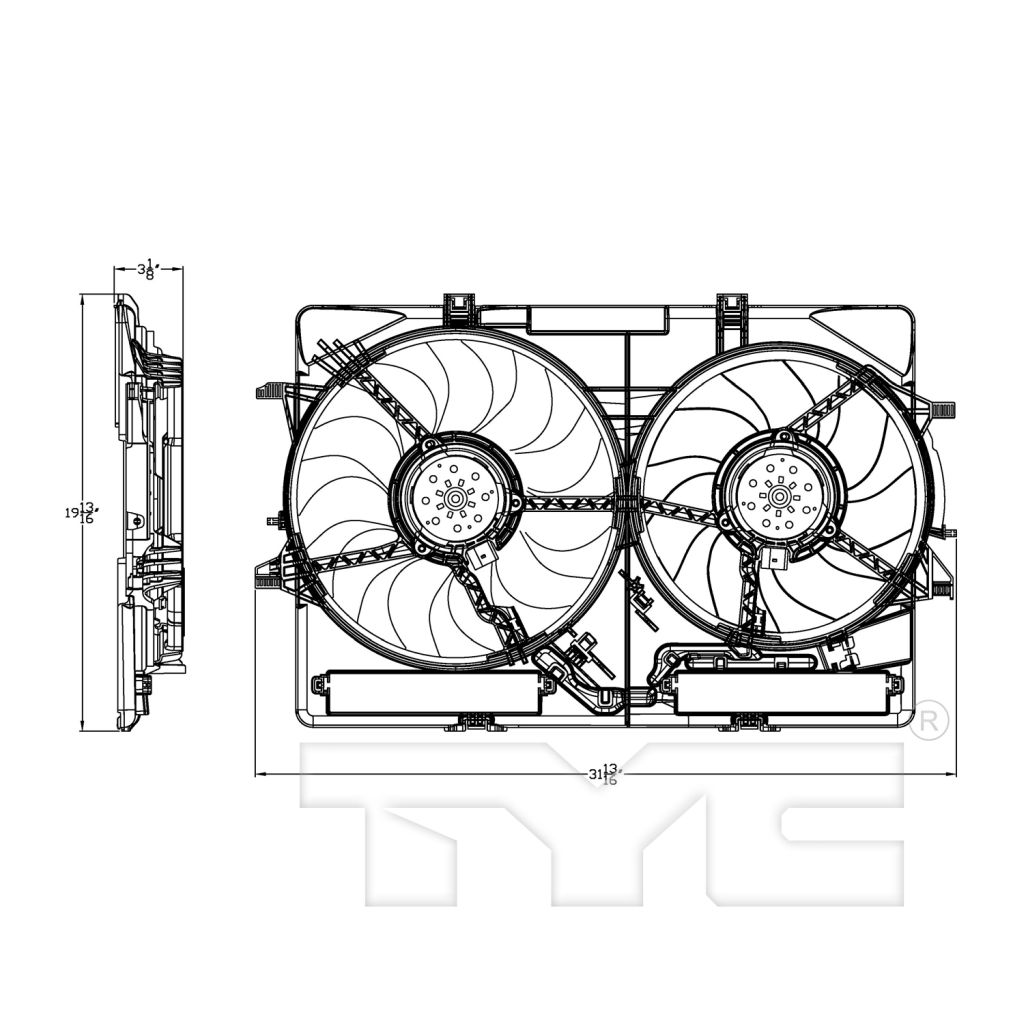 AUDI ALLROAD (A4)(WAGON) RADIATOR & A/C FAN ASSEMBLY (2.0L) OEM#8K0121207A-PFM 2013-2016 PL#AU3115113